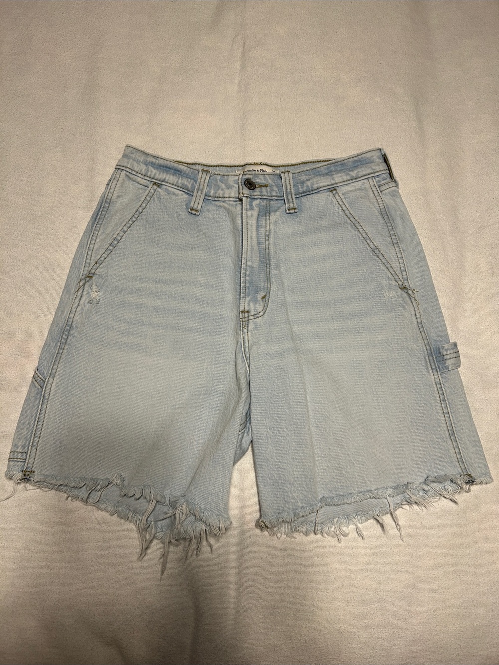 Abercrombie & Fitch Light Blue Distressed Denim Shorts